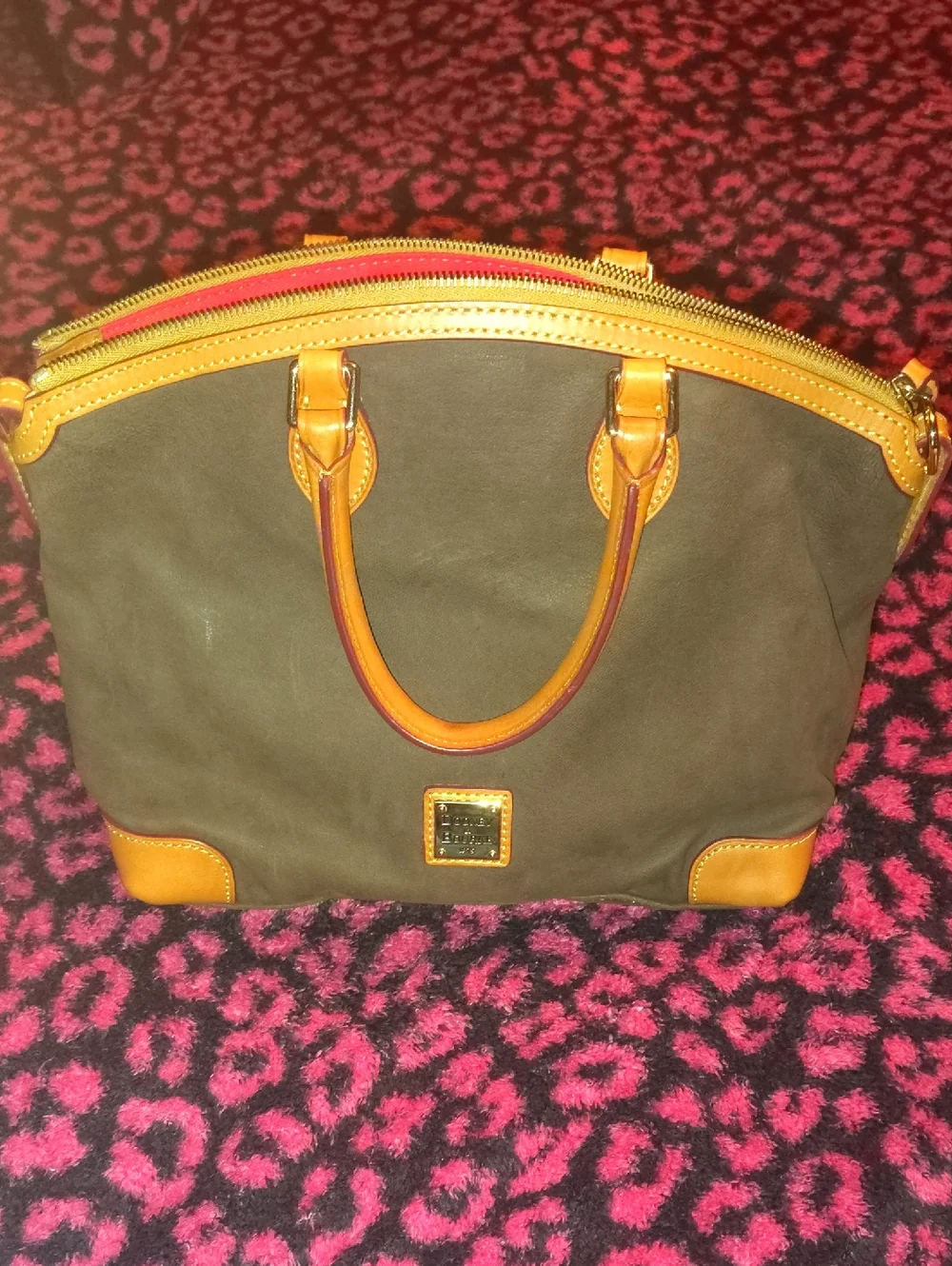 Dooney & Bourke Brown and Tan Leather-Trim Satchel